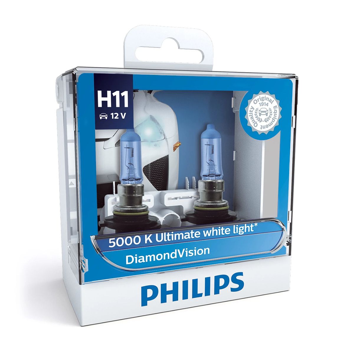 Philips DiamondVision H11 Halogen Headlight Bulbs 5000K (Pair)