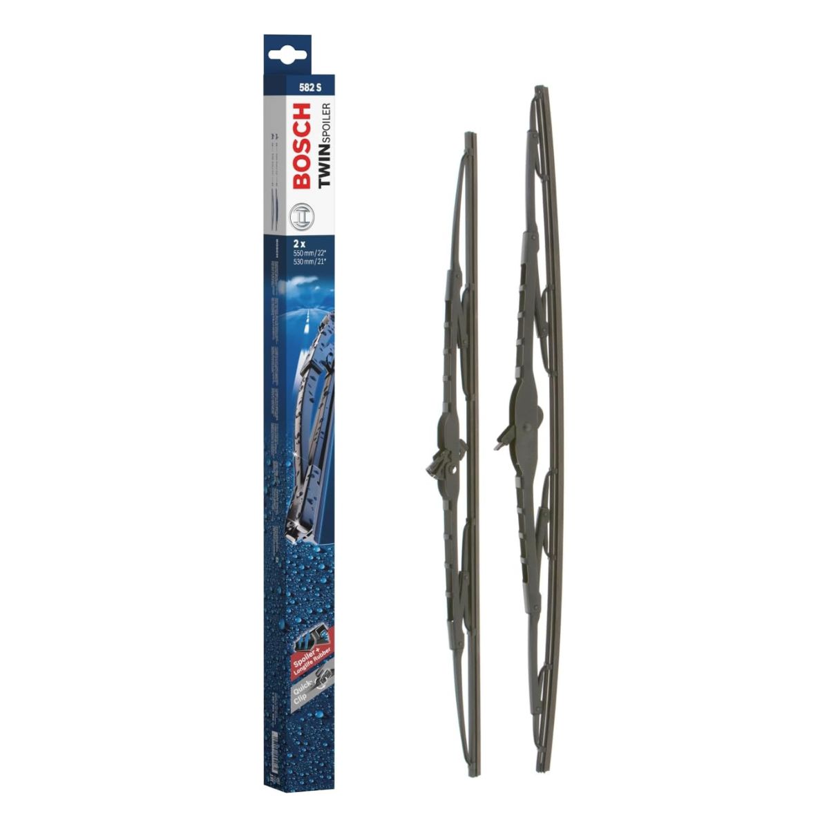 Bosch 3 397 001 582 (582S) Twin Spoiler Front Wiper Blades (Pair)