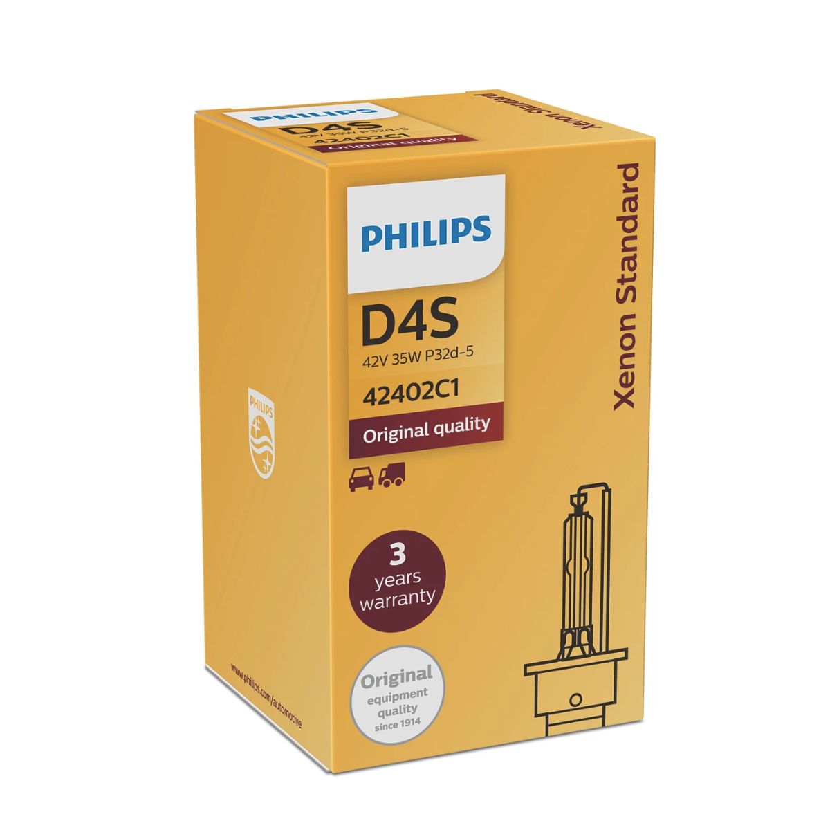 Philips Standard HID D4S Xenon Headlight Bulb 4200K (Single)