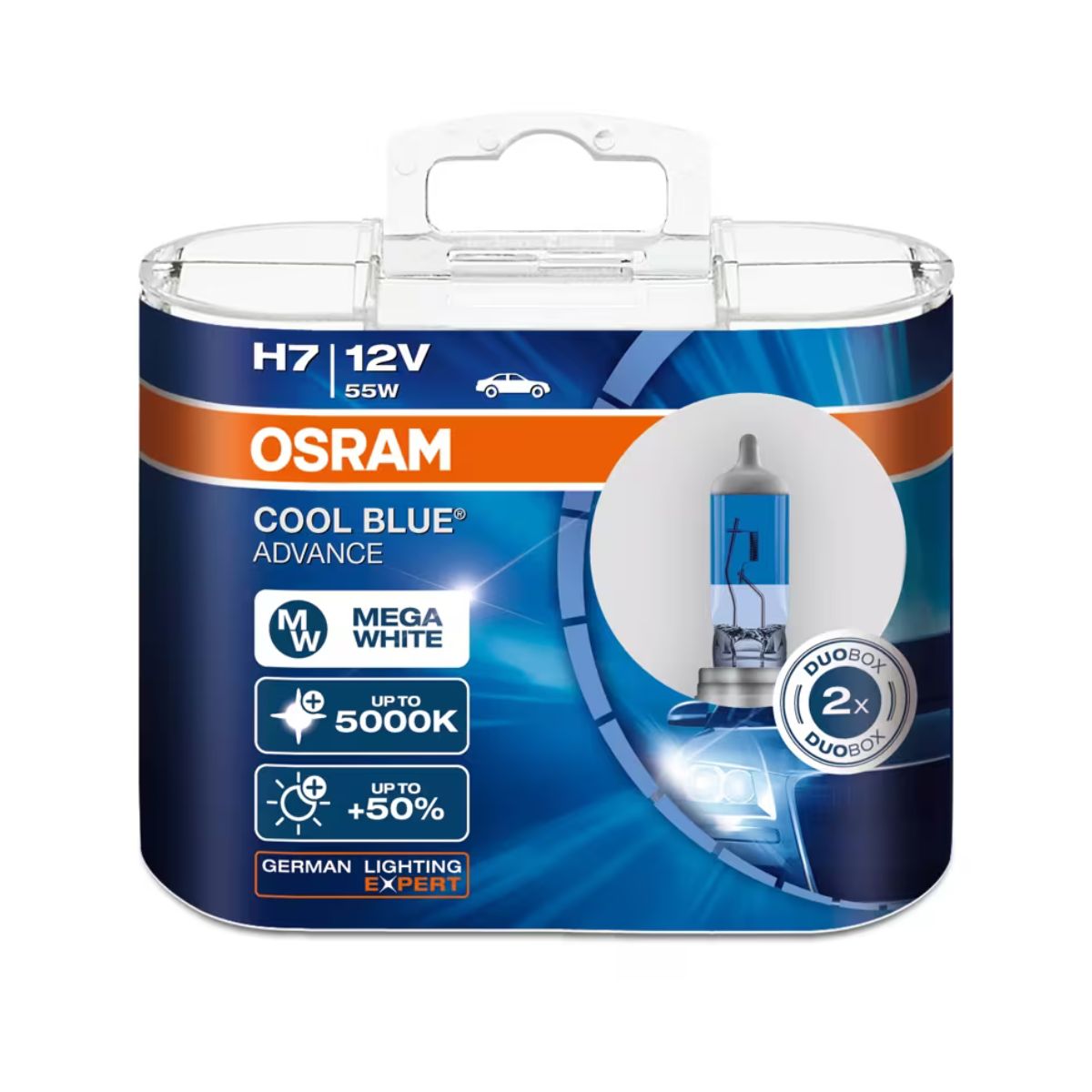 OSRAM Cool Blue Advance H7 Halogen Headlight Bulbs 5000K (Pair)