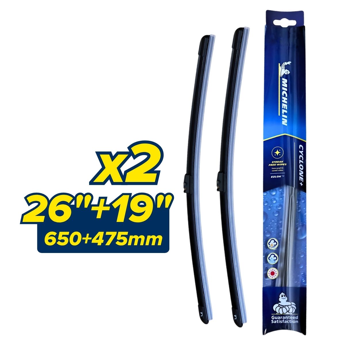 MICHELIN Cyclone+ Front Wiper Blades for Tesla Model 3 RHD (9/2016+) (Pair)