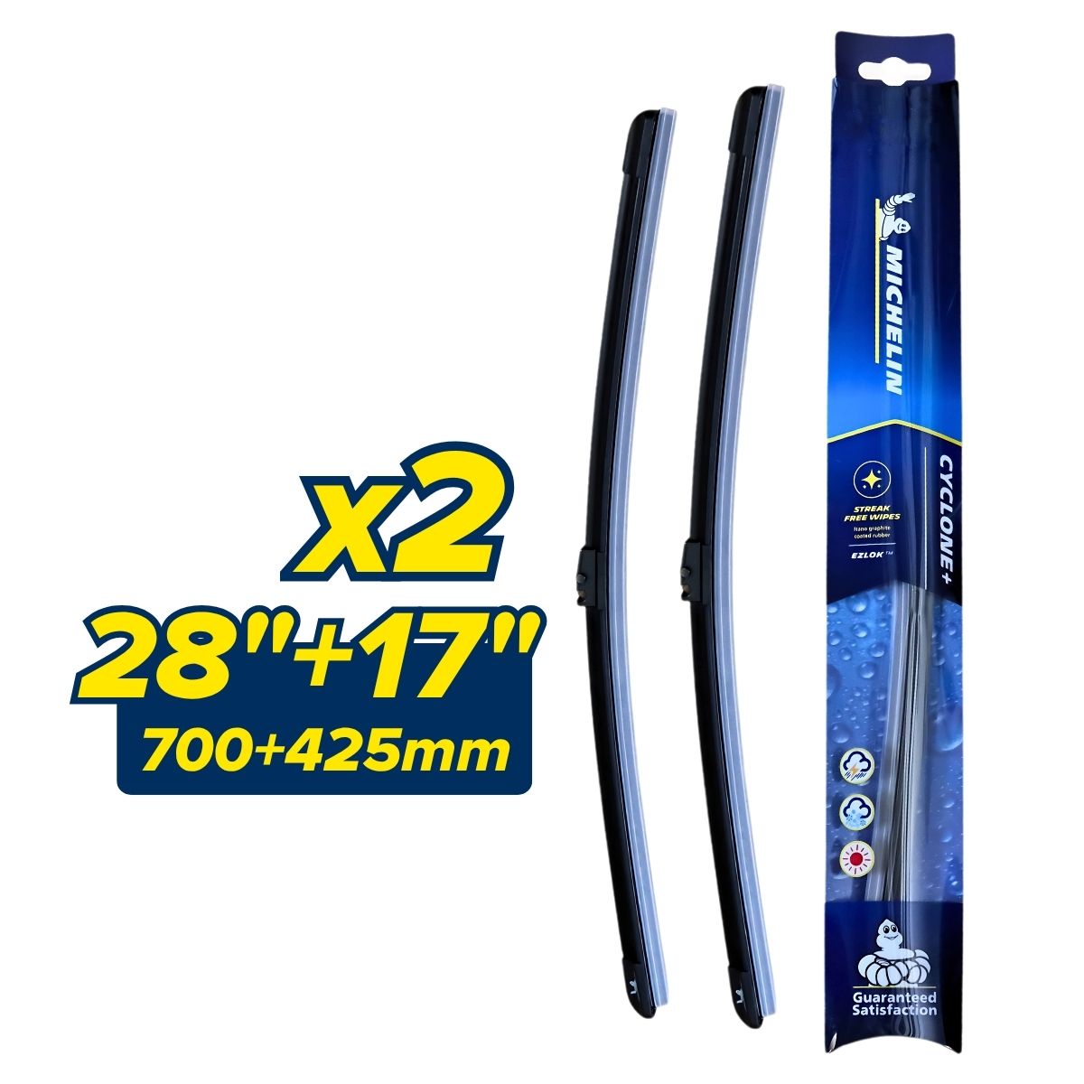 MICHELIN Cyclone+ Front Wiper Blades for Tesla Model S RHD (8/2011 - 1/2021) (Pair)