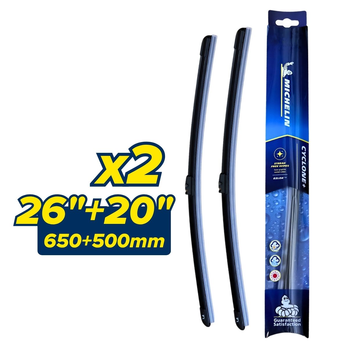 MICHELIN Cyclone+ Front Wiper Blades for Tesla Model Y RHD (9/2019+) (Pair)