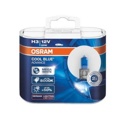 62151CBA | OSRAM 62151CBA Cool Blue Advance Halogen Light Bulb (H3)